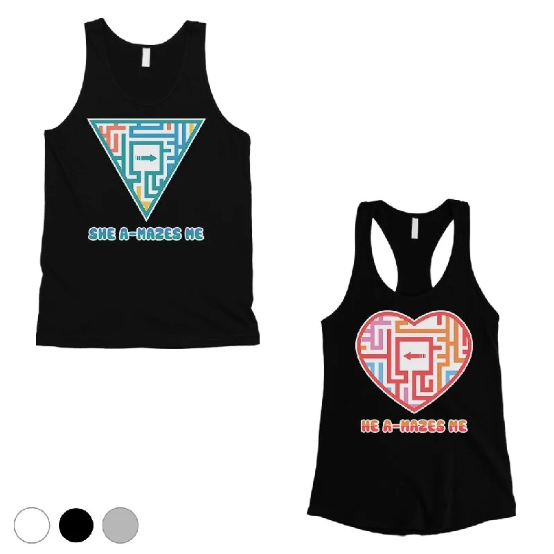 Massive Deals A-Mazes Me Matching Tank Tops For Couples Cute Valentine's Day Gift
