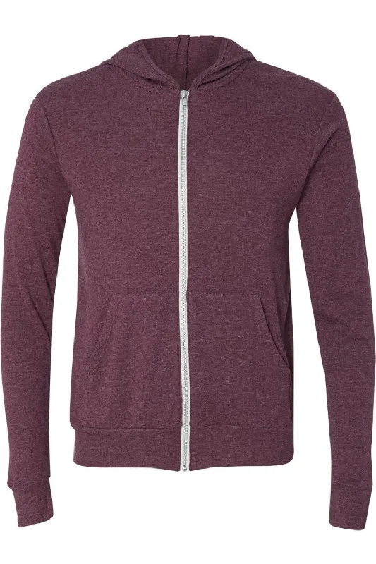 Super Deal BELLA + CANVAS Triblend Lightweight Full-Zip Hooded Long Sleeve Tee