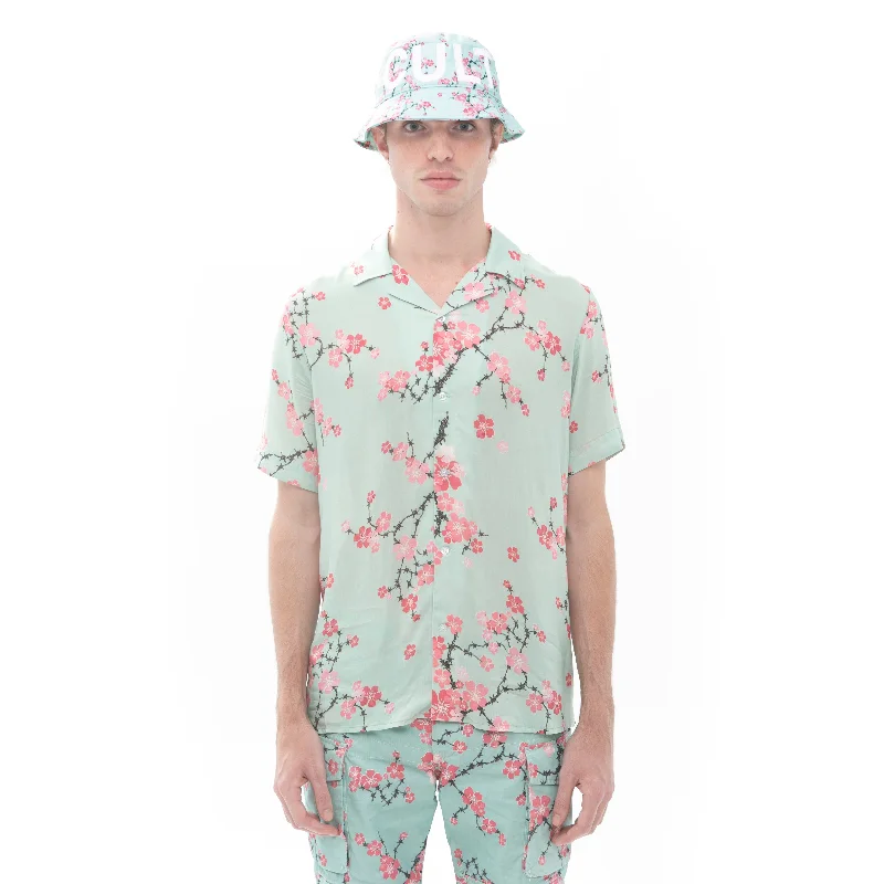 Huge Discounts Camp Short Sleeve Woven Shirt In Cherry Blossom
