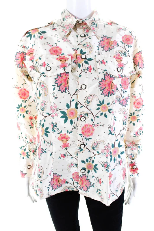 Exclusive Savings House of Aama Mens Floral Silk Button Up Shirt - Ivory