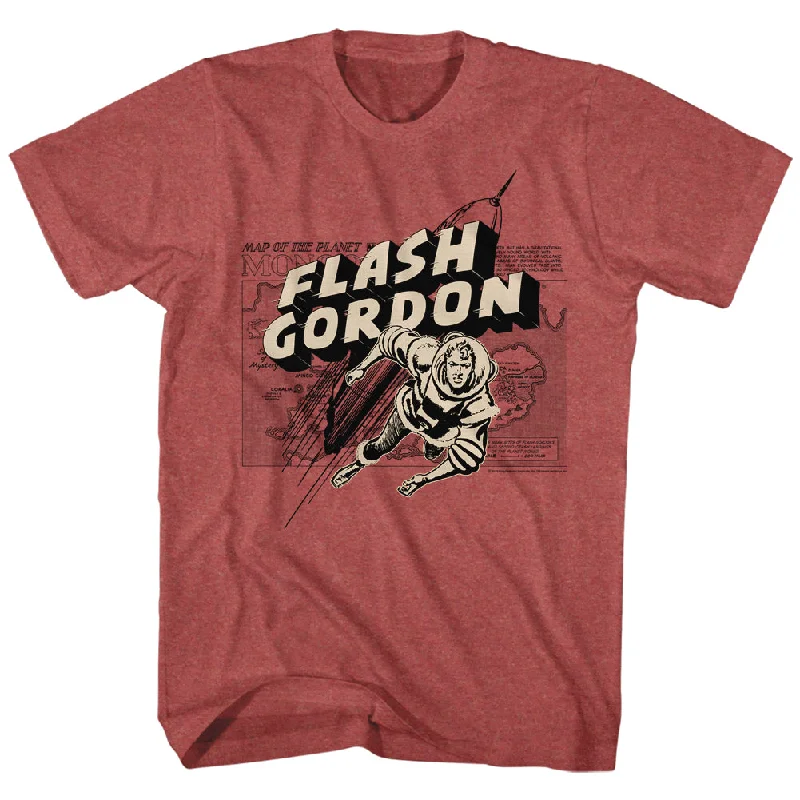 Best Seller Flash Gordon T-Shirt Map of Planet Mongo Red Heather Tee