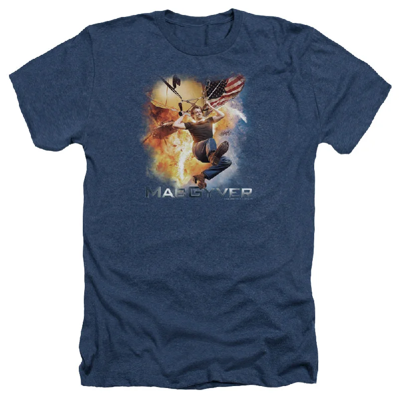 Lowest Price MacGyver Heather T-Shirt Poster Navy Tee