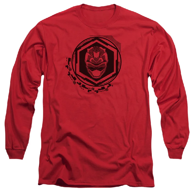 Markdown Madness Power Rangers Long Sleeve T-Shirt Red Ranger Helmet Red Tee