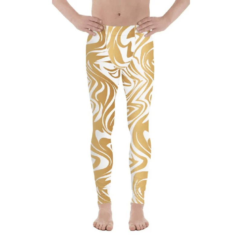 Best Seller White & Gold Print Men's Leggings